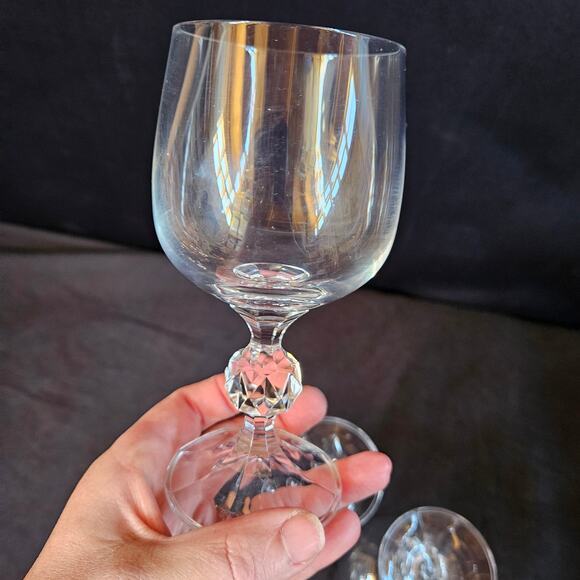 Bohemia Crystal Claudia Water Goblet Wine Glasses Set of 4 Ball Stem 5.5" - Picture 4 of 7